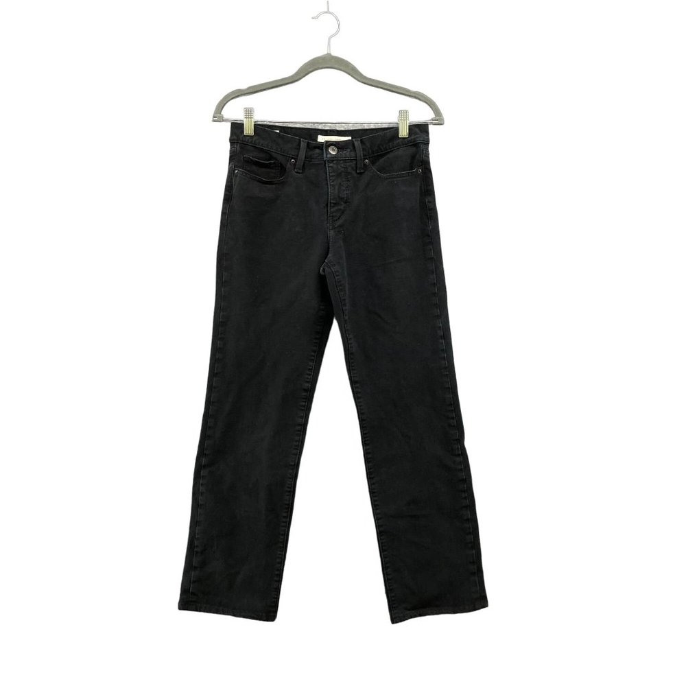 Levi's 314 Shaping Straight Black Jeans Womens Size 28 Low Rise 8.5'' Stretch